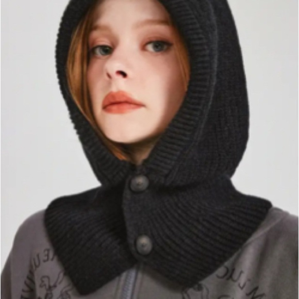 Cozy Black Knit Balaclava Cap